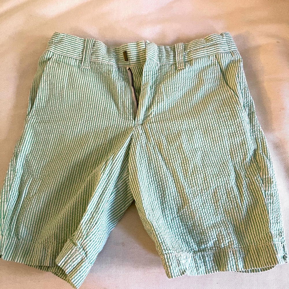 Crewcuts green/white seersucker shorts